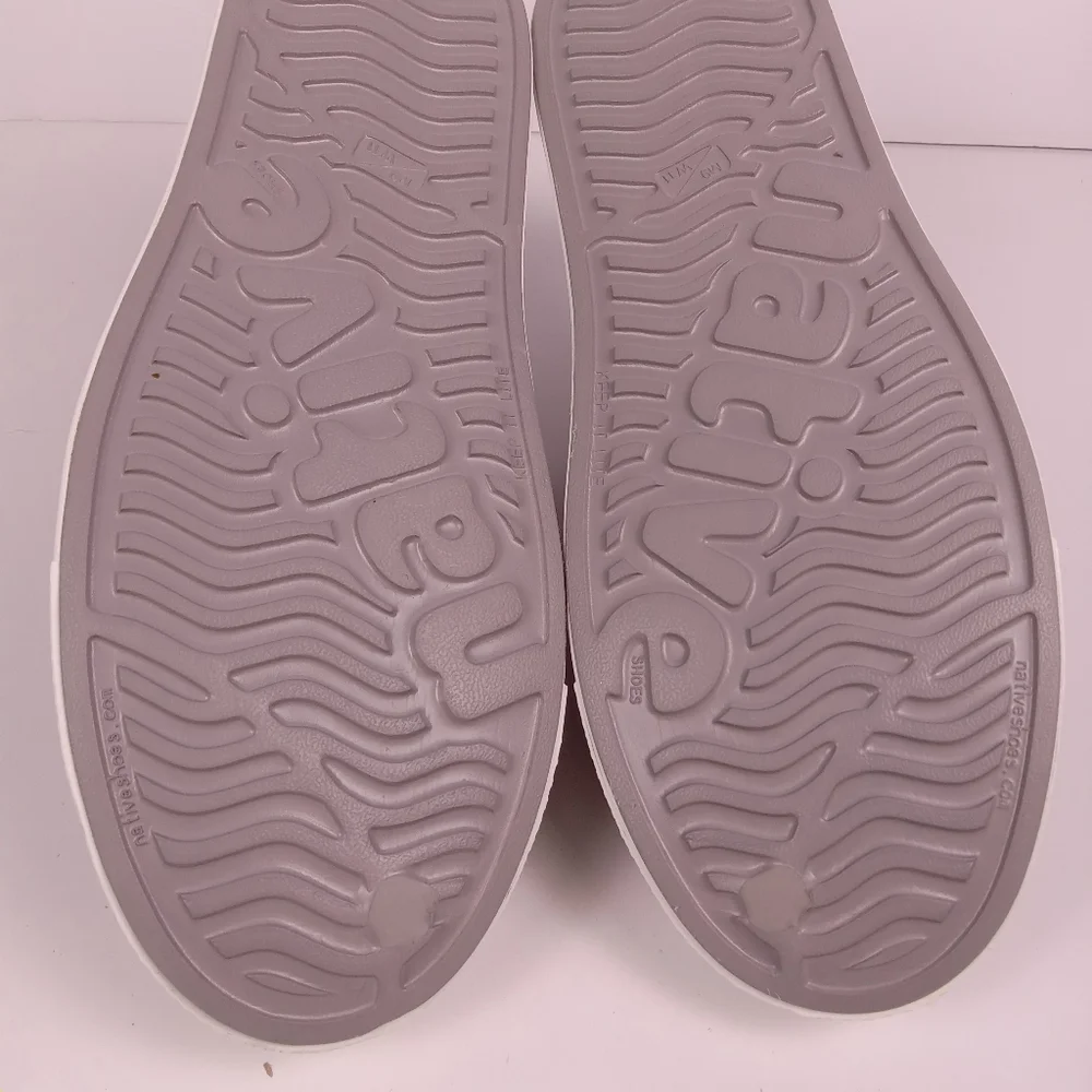 Native Jefferson Shoes Womens 11 Mens 9 Pigeon Grey Shell White Unisex Slip On